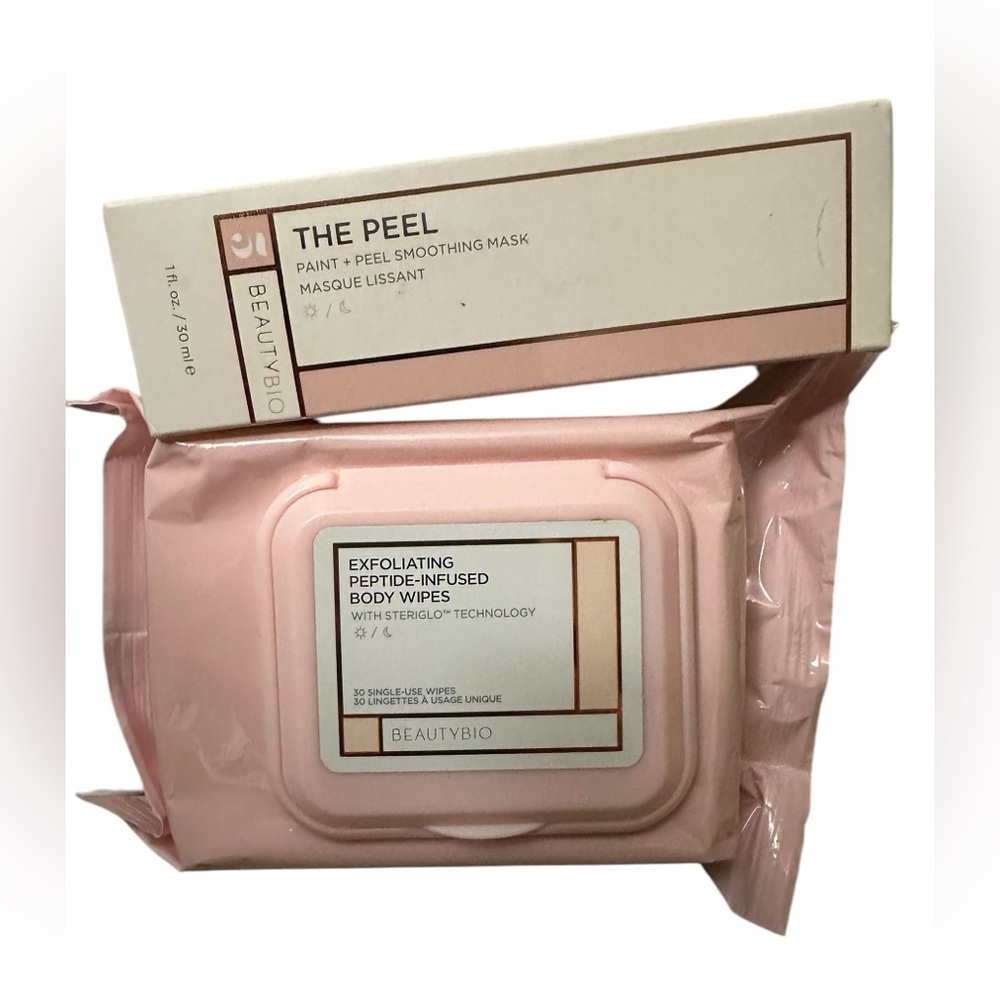 BEAUTYBIO BUNDLE Exfoliating Peptide-Infused Body Wipes & THE PEEL MASK NEW
